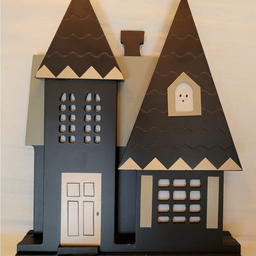 Hyde & Eek Flat 10” Haunted House Mini Mantle Wood Decor Halloween Tabletop New